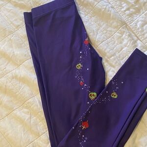Women's  Evil Queen Purple Leggings with poison apple and heart print